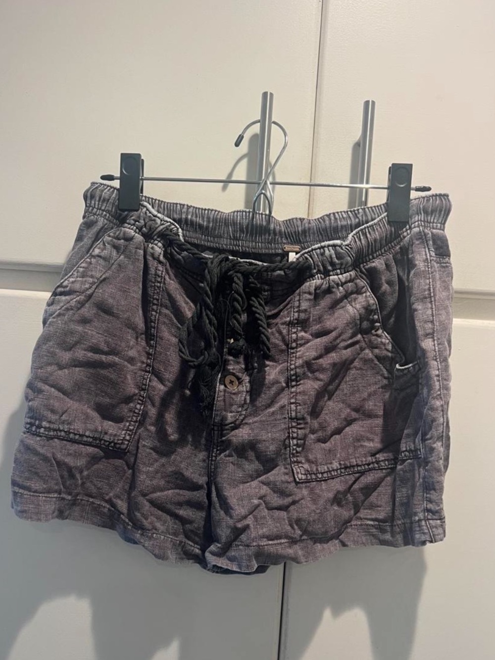 Free People Women’s Washed Gray Casual Drawstring Shorts